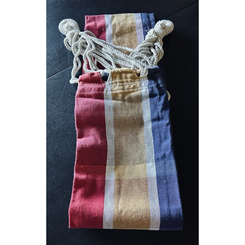 Striped Hammock Cotton One Person Tree Anchor 74" Long Without Anchor Rope.